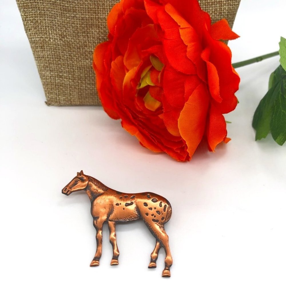 Copper Handmade Horse Pin Brooch Vintage Western Cowboy Cowgirl Mare Stallion